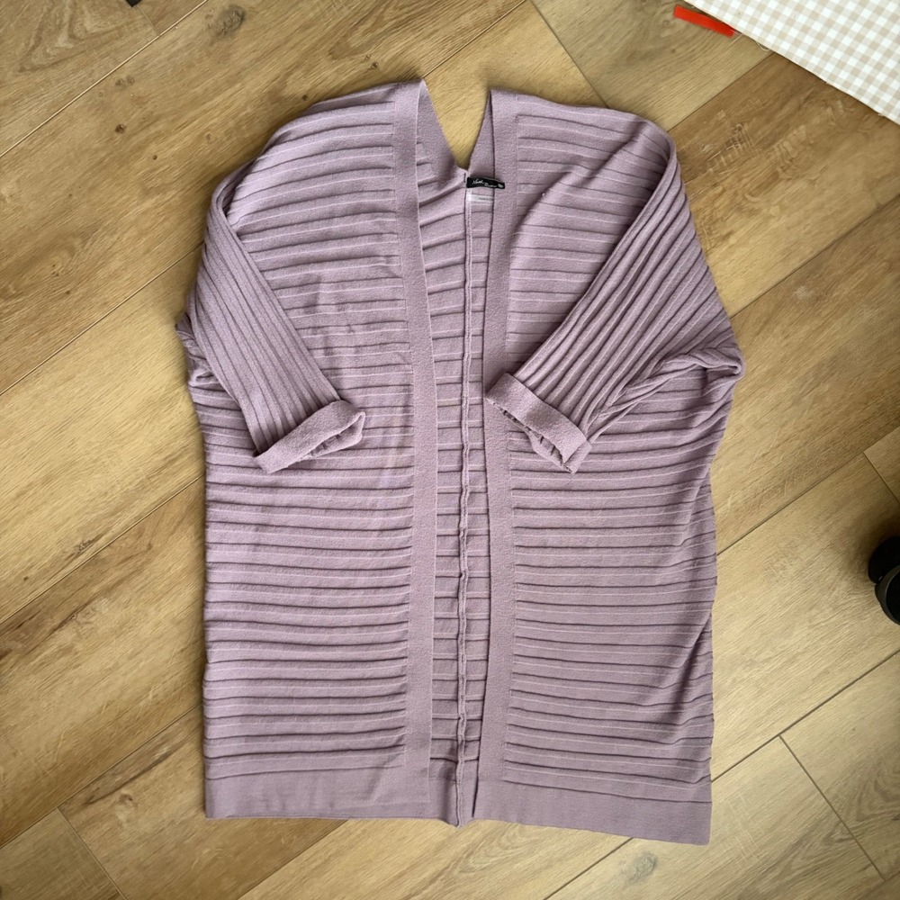 North River Cardigan Sweater Women Medium Mauve Ribbed Open Front Dolman